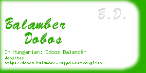 balamber dobos business card